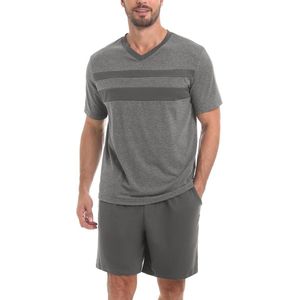 Herenpyjama Katoen Korte Mouwen V-hals Tweedelig Casual Ademend Zomer
