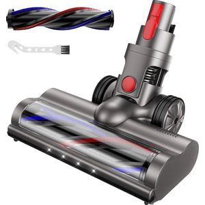 Kraftverdia™ - Stofzuigeraccessoires - Turbo Borstel - Geschikt voor Dyson V7 V8 V10 V11 V15 - Vloerzuigmond - Stofzuigermondstuk - voor harde vloeren en tapijten - met 4 LED-lampen - borstel