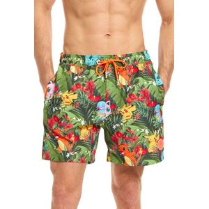 OppoSuits Pokémon™ Tropical Forest - Heren Zwembroek - Pokémon Shorts Met Ritsen en Zakken - Meerkleurig