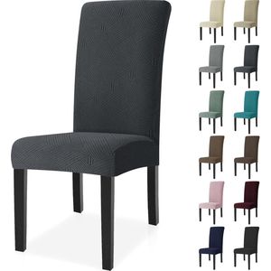 Moderne Elastische Stoelhoezen - 6 Stuks, Universele Eetkamerstoelhoes Voor Thuis en Restaurant, Wasbaar en Verwijderbaar, Grijs