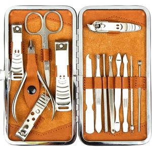 14-Delige Manicure & Pedicure Set – Luxe Roestvrij Staal Nagelset met Etui – Inclusief Nagelknipper & Nagelschaar – Dames & Heren – Reisformaat