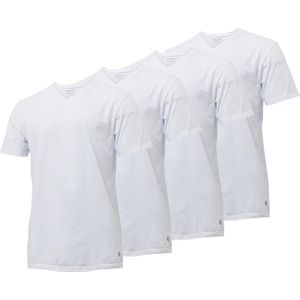 4-pak Heren T-shirts Gentlemen longfit ( extra lang ), 100% katoen voorgekrompen wit V-hals XL