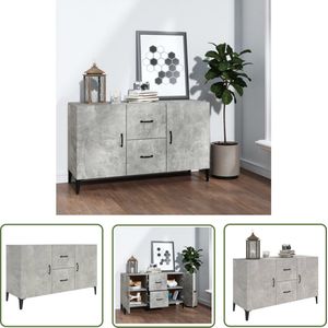 The Living Store Dressoir 100x36x60 cm bewerkt hout betongrijs - Dressoir - Buffetkast - Houten Kast - Grijze Kast - Vintage Meubels
