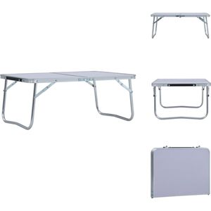 vidaXL Inklapbare campingtafel - Aluminium en MDF - 60x40x26 cm - Wit - Campingstoelaccessoire