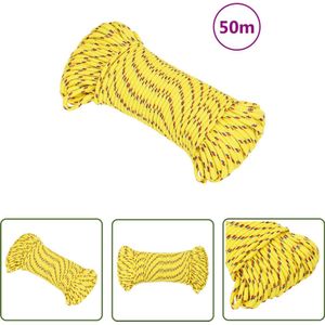 The Living Store Boottouw 4 mm 50 m polypropyleen geel - Scheeps Touw - Boottouw - Polyester Touw - Maritiem Touw - Vaar Touw