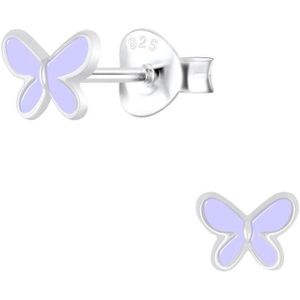zilveren paarse vlinder oorstekers | Oorbellen meisje | Kinderoorbellen meisje zilver | 925 Zilver | Zilverana