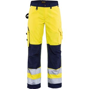 Blaklader 7155 Dames Reflecterende Werkbroek Geel/Marineblauw