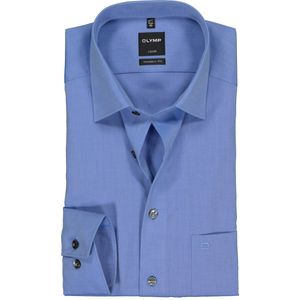 OLYMP Luxor modern fit overhemd - mouwlengte 7 - blauw - Strijkvrij - Boordmaat: 37