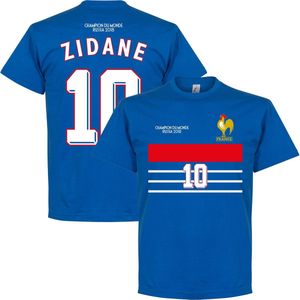 Frankrijk Champions 1998 Retro T-Shirt + Zidane 10 - L