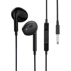 Nuvance Oortjes met Draad - 3.5mm Jack Aansluiting - In-Ear Oordopjes met Draad - Oortjes met Draad en Microfoon - Zwart
