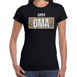 Super oma cadeau t-shirt met panterprint - zwart - dames - Oma bedankt kado shirt L