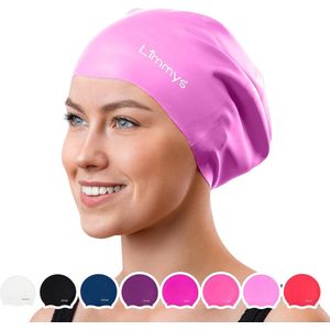 Badmuts lang haar, badmuts voor dames en heren, 100% siliconen badmuts, hoogwaardige kwaliteit, rekbare en comfortabele badmuts, verkrijgbaar in verschillende aantrekkelijke kleuren