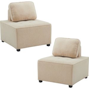 Merax 2-Persoons Modulair Sofa - Modulaire Bankstel Zonder Armleuningen - Bank in Teddy Stof - Beige