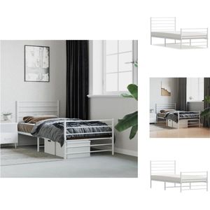 vidaXL Bedframe - Klassiek design - Robuust staal - Inclusief opbergruimte - Wit - 196 x 80 x 90 cm - Bed
