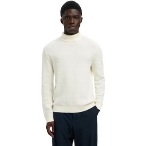 Selected Homme - SLHTREVOR LS KNIT STRUCTURE ROLL NECK - Coltrui - Wit - Regular Fit