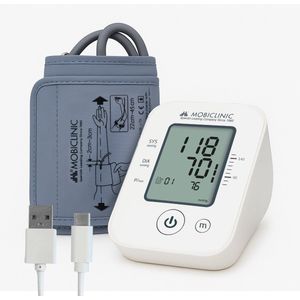 Mobiclinic Tensimax - Bloeddrukmeter Bovenarm - met hartslagmeter - 22 tot 45 cm Manchet - Automatisch - LCD-scherm - 90 geheugens - Wit