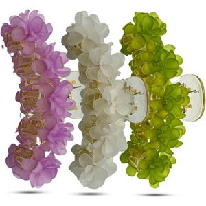 Grote Bundel Mix Bloemen Haarclipset Haarclip voor Dames - Zacht Groot Bloemendesign - Ideaal voor Kort en Lang Haar - Haarspeld voor Dames