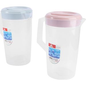 Set van 2 waterkannen met deksel, 2 liter waterkaraf, grote plastic kannen, waterkannen, sapkannen, sapkannen met deksel, drankcontainers voor sap, ijsthee, groen