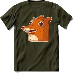 Friendly fox T-Shirt Grappig | Dieren vos Kleding Kado Heren / Dames | Animal Skateboard Cadeau shirt - Leger Groen - XL