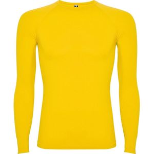 Geel thermisch sportshirt met raglanmouwen naadloos model Prime maat 10 jaar