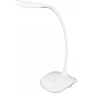 LED Bureaulamp - Estoya Acrin - 3W - Helder/Koud Wit 5500K - Touch Schakelaar - Dimbaar - Flexibele Arm - USB Opladen - Mat Wit - Kunststof