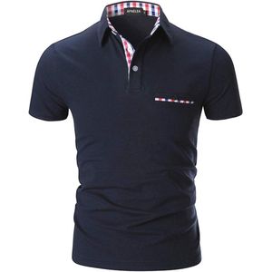 Heren Poloshirt Korte Mouwen Lattice Contrast Elegant Tennisshirt