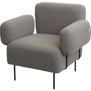 Lounge fauteuil MCW-L83, cocktail fauteuil gestoffeerde fauteuil, bouclé stof/textiel metaal ~ grijs