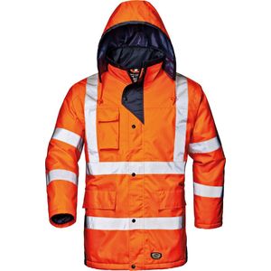 SIR SAFETY MOTORWAY JACKET Werkjas Heren, Hi-Vis Oranje - Winddicht - Waterbestendig - Opvouwbare Capuchon