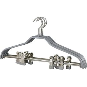 [Set van 10] MAWA 41FK - metalen combinatie / kledinghangers met knijpers en zilveren anti-slip coating perfect voor alle soorten kleding