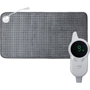 EuniLife - Kwalitatieve Elektrische Verwarmingskussen - Voeten - Nek - Schouders - Buik - Heating Pad - Verwarmingskussen XL - Wasbaar - 60x30cm - Grijs