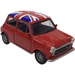 Mini Cooper 1300 (Rood met vlag Verenigd Koninkrijk) (10 cm) 1/43 Welly Nex [Modelauto - Schaalmodel - Miniatuurauto]