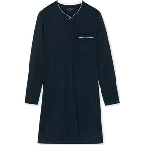 SCHIESSER Fine Interlock nachthemd - heren nachthemd lange mouwen interlock donkerblauw - Maat: XL