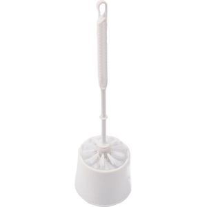 Hygiënische Witte Toiletborstel met Houder - Roestvrij en Duurzaam - 10,5x33x6cm - Modern Design