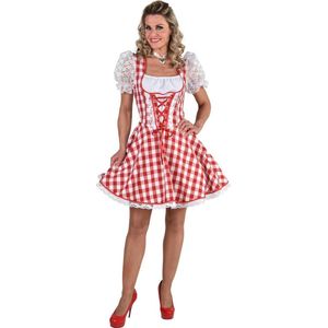 Magic By Freddy's - Boeren Tirol & Oktoberfest Kostuum - Bierfeest Dirndl Brabants Bont - Vrouw - Rood, Wit / Beige - XXL - Bierfeest - Verkleedkleding