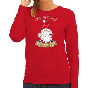 Bellatio Decorations foute kersttrui/sweater dames - Wijn kabouter/gnoom - rood - Doordrinken XS