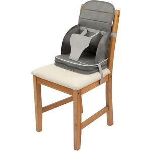 Bebecomfort Travel Booster hoge stoel voor kinderen, draagbaar en opvouwbaar, extra bekleding, voor kinderen vanaf 6 maanden tot 3 jaar (15 kg), Grey Mist