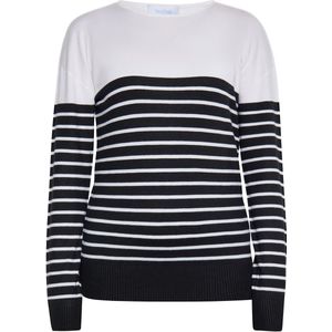 usha BLUE LABEL - Trui - Zwart/Wit - Gestreept - Lange Mouw