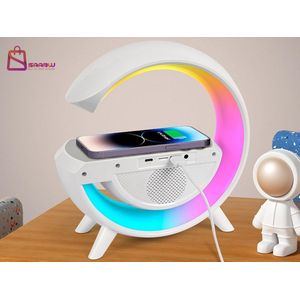 Multifunctionele Wake-up Light - Wit - Mini G-Lamp - Draadloos Opladen - Bluetooth Speakers - FM Radio