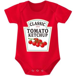 Baby T-shirt rompertje met opdruk Tomatenketchup. Kraam cadeau. Geboorte jongen meisje dochter zoon. 2-4 maanden
