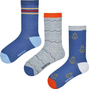 Kindersokken 12 paar - Jongens - Blauw Grijs Oranje - Maat 27-30 | Sokken Kinderen | Sokken Jongens