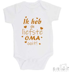 100% katoenen Romper ""Ik heb de liefste Oma ooit!"" Moederdag Unisex Katoen Wit/tan Maat 68/74