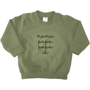 Sweater - Mama Papa Papa Ik - Olijfgroen - Maat 56 - Mini&Co.