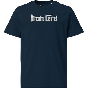 Bitcoin Cartel - Unisex - 100% Biologisch Katoen - Kleur Marine Blauw - Maat L | Bitcoin cadeau| Crypto cadeau| Bitcoin T-shirt| Crypto T-shirt| Crypto Shirt| Bitcoin Shirt| Bitcoin Merch| Crypto Merch| Bitcoin Kleding