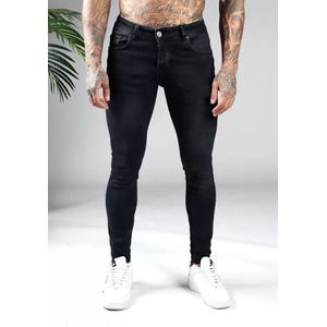 Cotton District - All-Black Jeans Heren - Tapered Fit