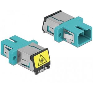 Optische vezelkoppeling met laserbescherming flip sc simplex vrouwelijk naar sc simplex vrouwelijke multi-mode aqua