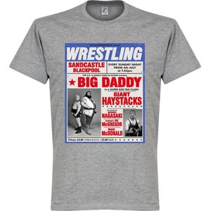 Big Daddy vs Giant Haystack Wrestling Poster T-shirt - Grijs - L