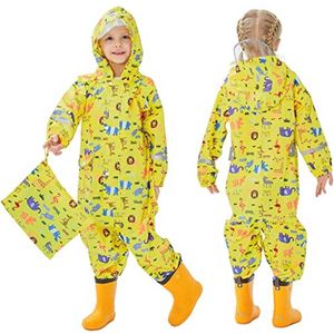 Waterdichte Regenoverall voor Kinderen met Kap en Reflecterende Strepen - Bescherming tegen Regen en Sneeuw (1-10 Jaar)