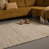 Vloerkleed Stip - Goudgeel / Beige - 100% Wol - 160x230 cm