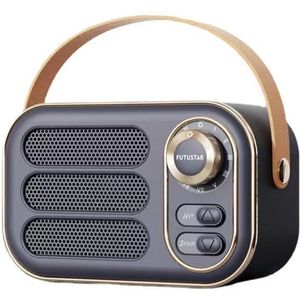 JeiibrZui Retro Bluetooth-Luidspreker - Vintage Draagbare Draadloze Luidspreker - Bluetooth 5.0 Technologie Compact 190 Gram - Zwart