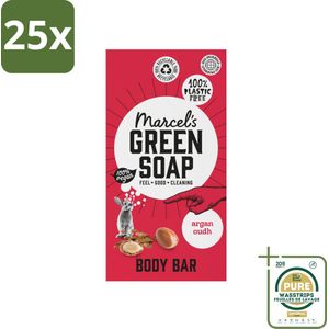 25 x Marcel's Green Soap - Body Bar - Argan & Oudh - Verzorgend & zacht - 150 gr - Grootverpakking - Body Bar - Argan - Oudh - Natuurlijke Zeep - Vegan Zeep